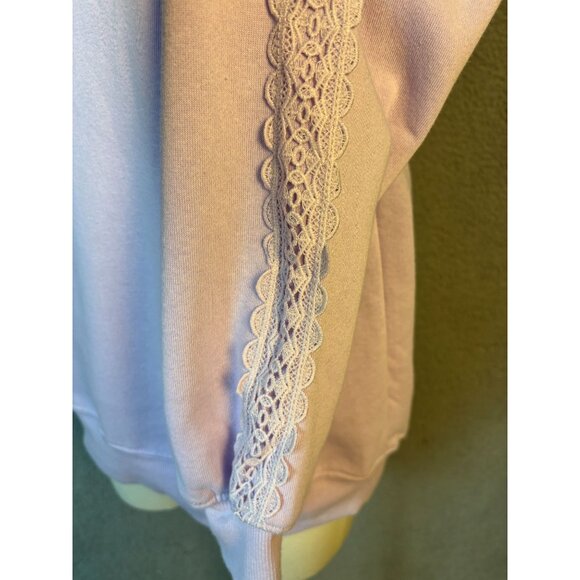 Planet Heart Juniors' Fleece Crochet-Trim Crewneck Sweatshirt Lavender XS NWT's - Picture 6 of 8